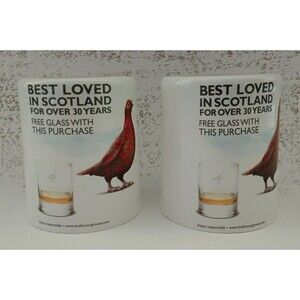 NEW The Famous Grouse Collectible Whiskey Glasses Etched Design 6 Oz Set of 2